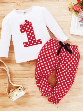 * APP EXCLUSIVE*Baby Girl T-shirt and Polka Dot Pants Set