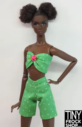 12" Fashion Doll Green Dot Bandeau Top and Short Outfit