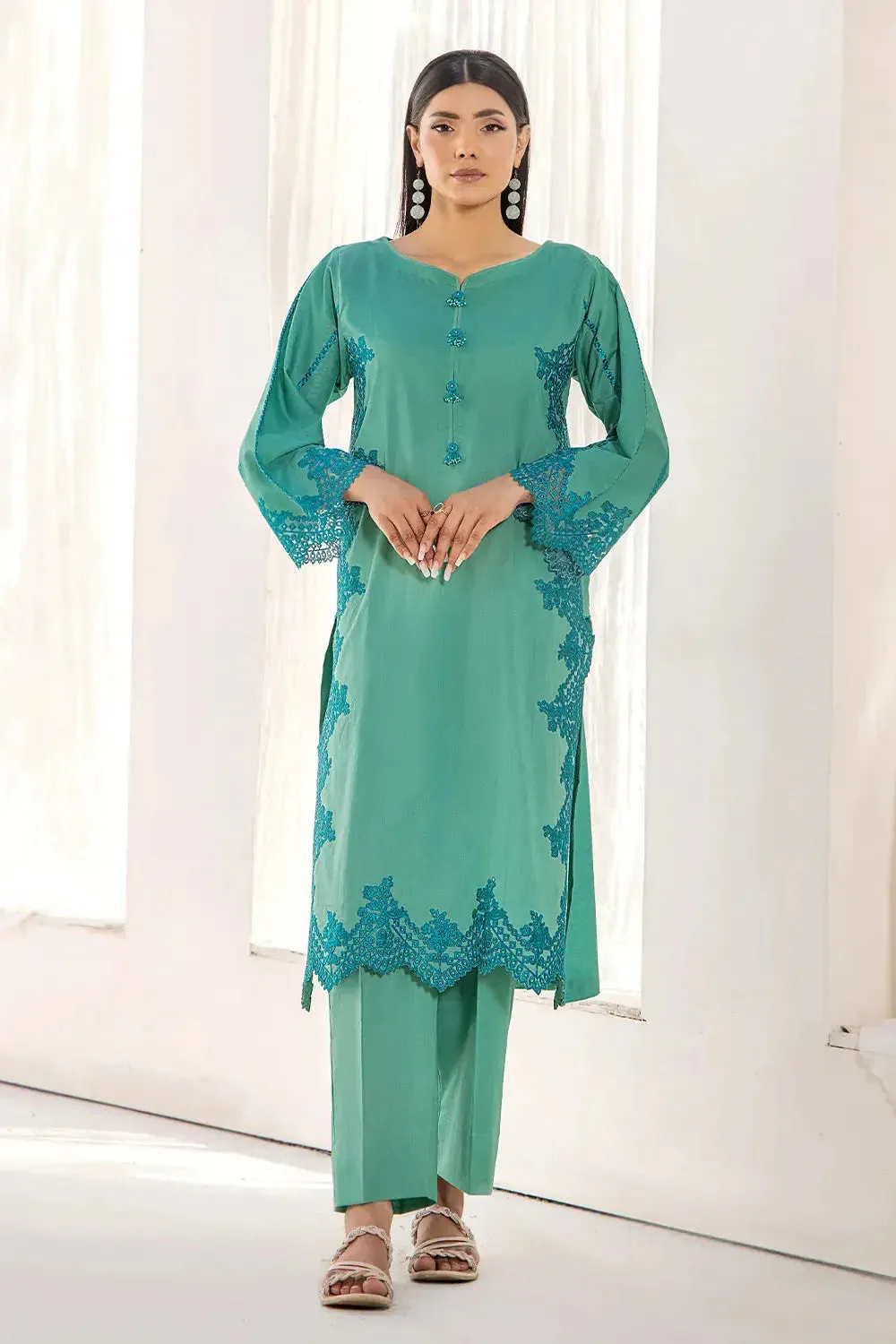 2PC Stitched Embroidered Lawn Shirt and Trouser KSTE-2699