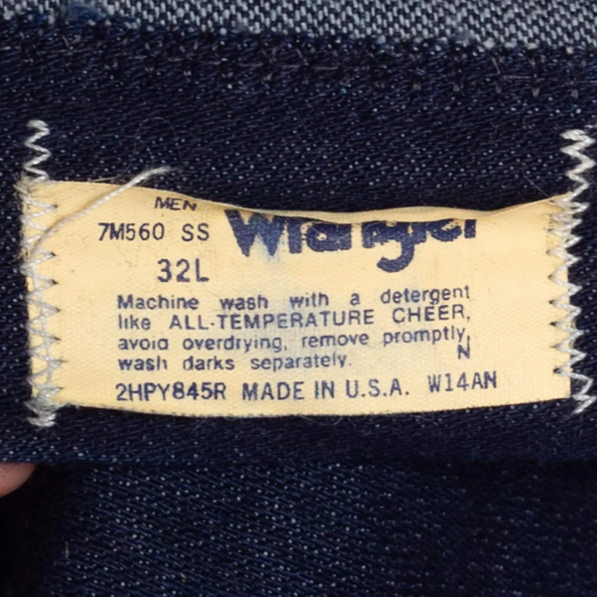 32L 70s Wrangler Dark Wash Jeans, Deadstock