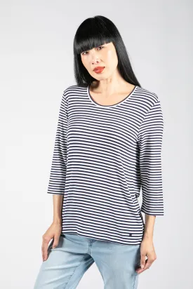 3/4 Sleeve Round Neck Stripe T-Shirt