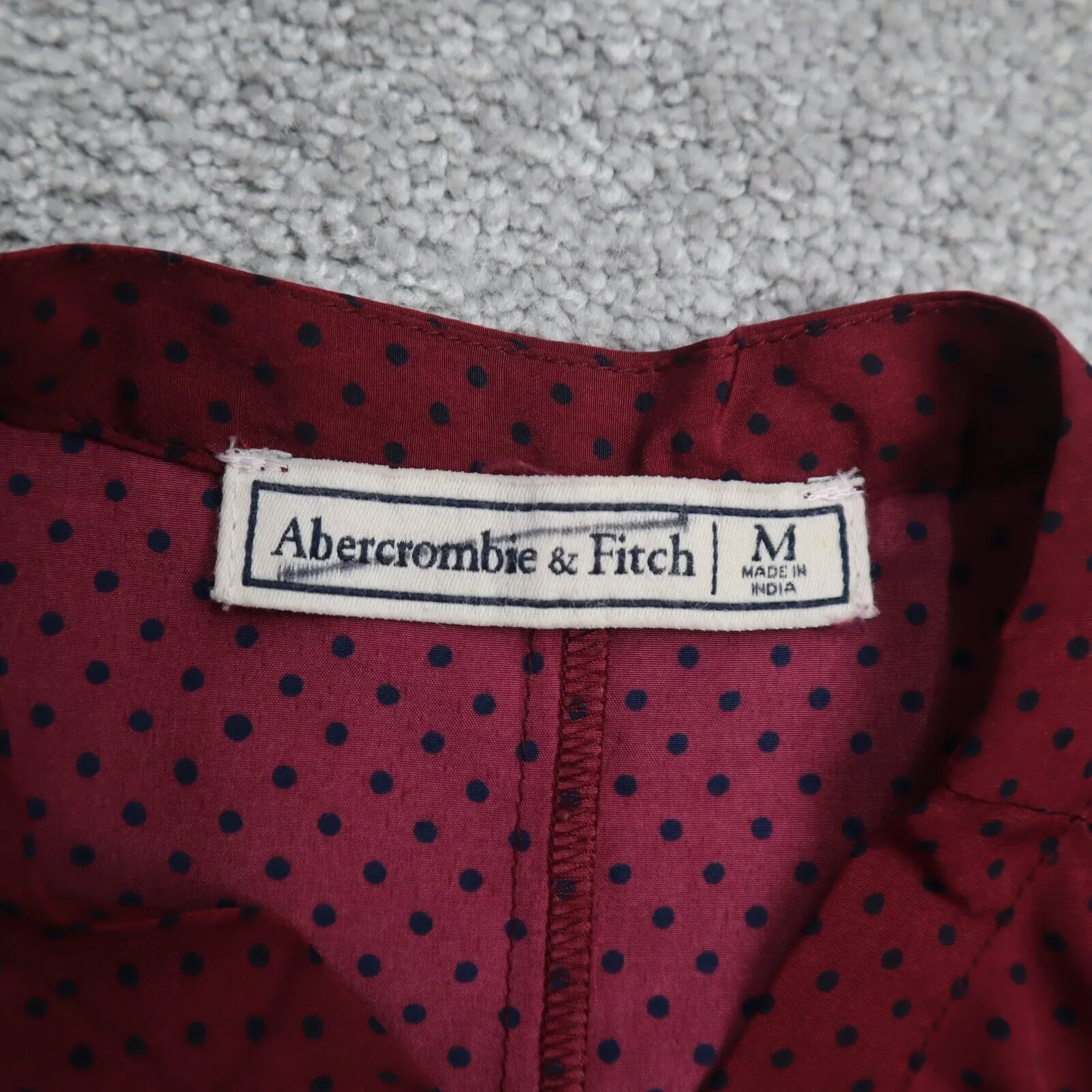 Abercrombie & Fitch Womens Polka Dot Blouse Top Long Sleeve Red Size Medium