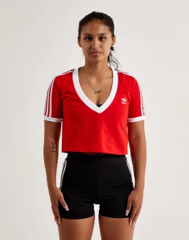 Adidas 3-Stripes Deep V-Neck Cropped Tee