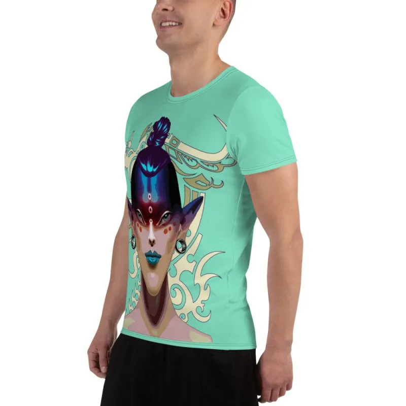 All-Over Print Men's Athletic T-shirt - Alternative Dragon Avatar turquoise