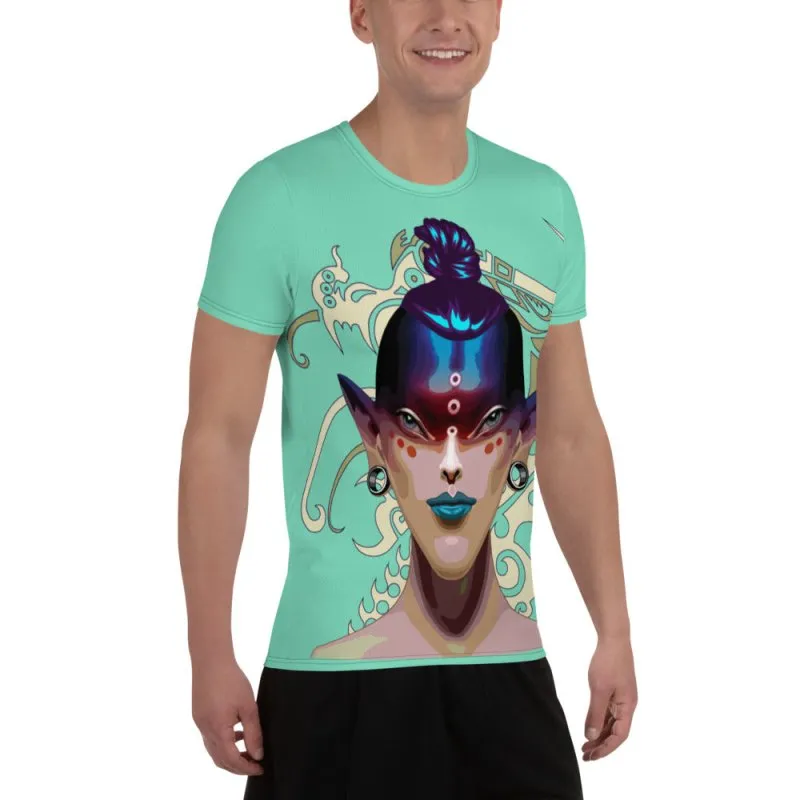 All-Over Print Men's Athletic T-shirt - Alternative Dragon Avatar turquoise