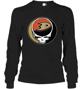 Anaheim Ducks Grateful Dead Steal Your Face Hockey NHL Adult Long Sleeve T-Shirt