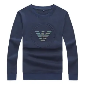 Armani Jeans Men's Round Logo Sweatshirt-Navyblue