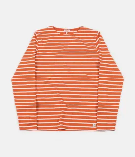 Armor Lux Breton Long Sleeve T-Shirt - Orange Henna / White