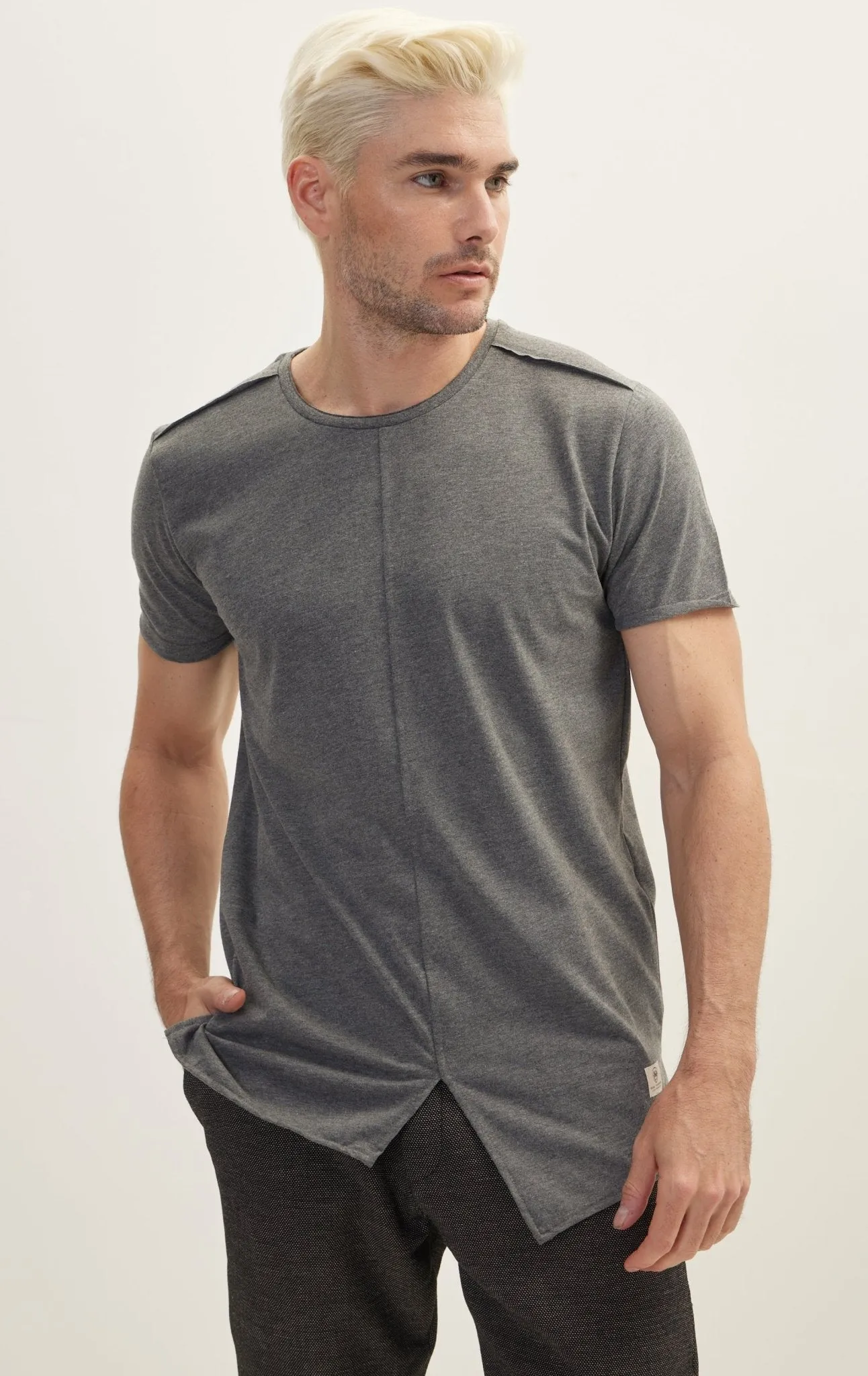 Asymmetric Cut T-Shirt - Anthracite