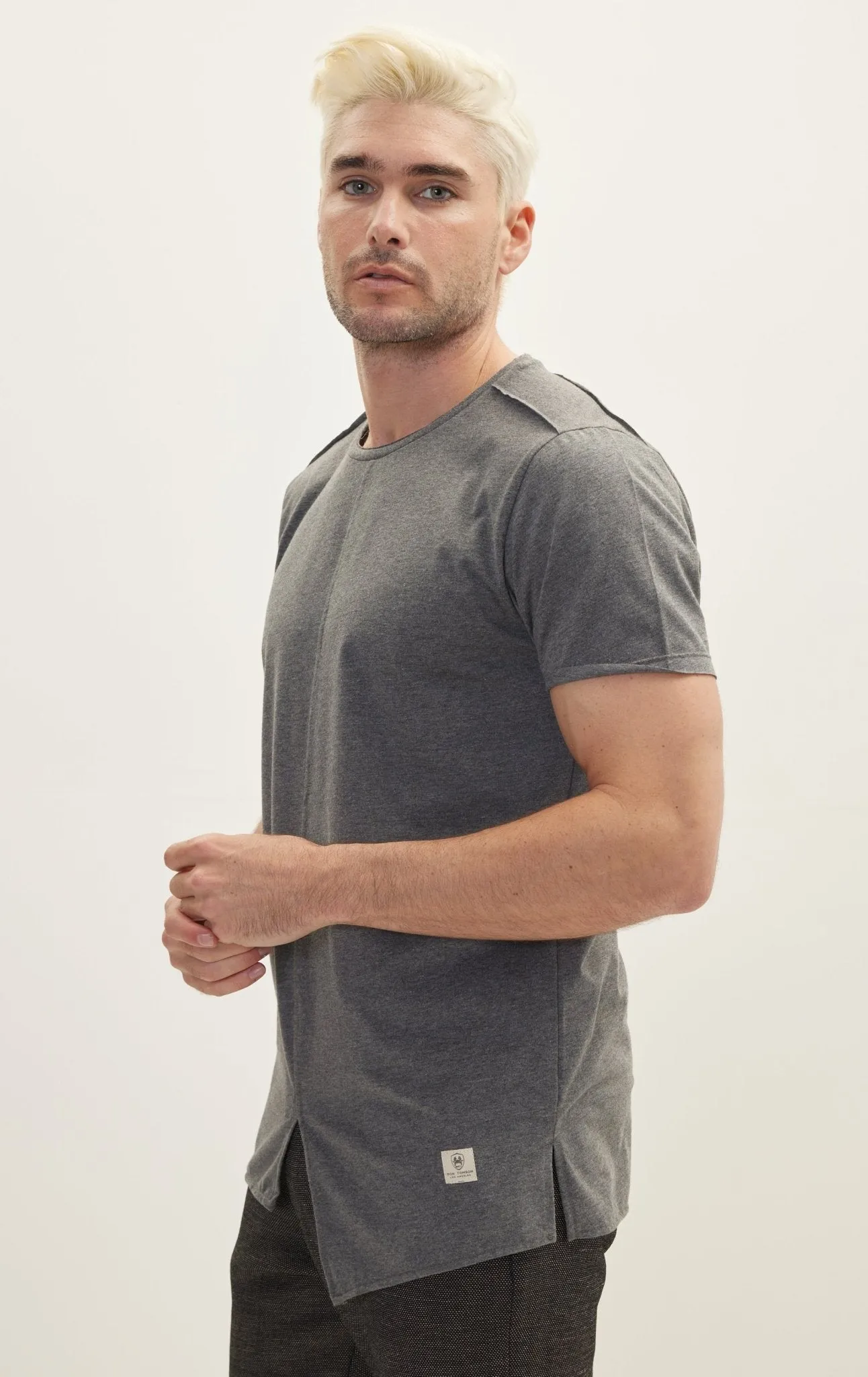 Asymmetric Cut T-Shirt - Anthracite