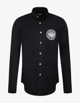 Balmain Black Logo Medallion Denim Shirt