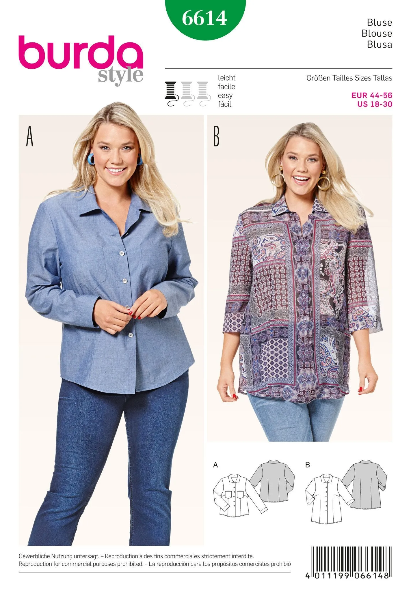 BD6614 Burda Style Pattern 6614 Blouse