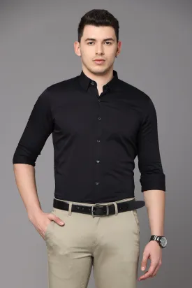 Black Plain Slim Fit Shirt