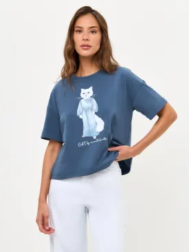 Blue Printed T-shirt DENIM CAT