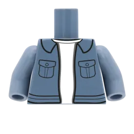 Breast Pockets Open Jacket over T Shirt - Custom Design Minifigure Torso