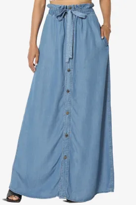 Brigitte Chambray Button Front Maxi Skirt