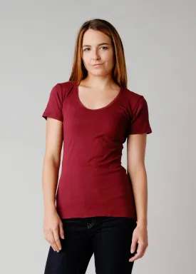 Brooklyn Denim Co. Organic Cotton Swoop Neck Tee - Emu Berry