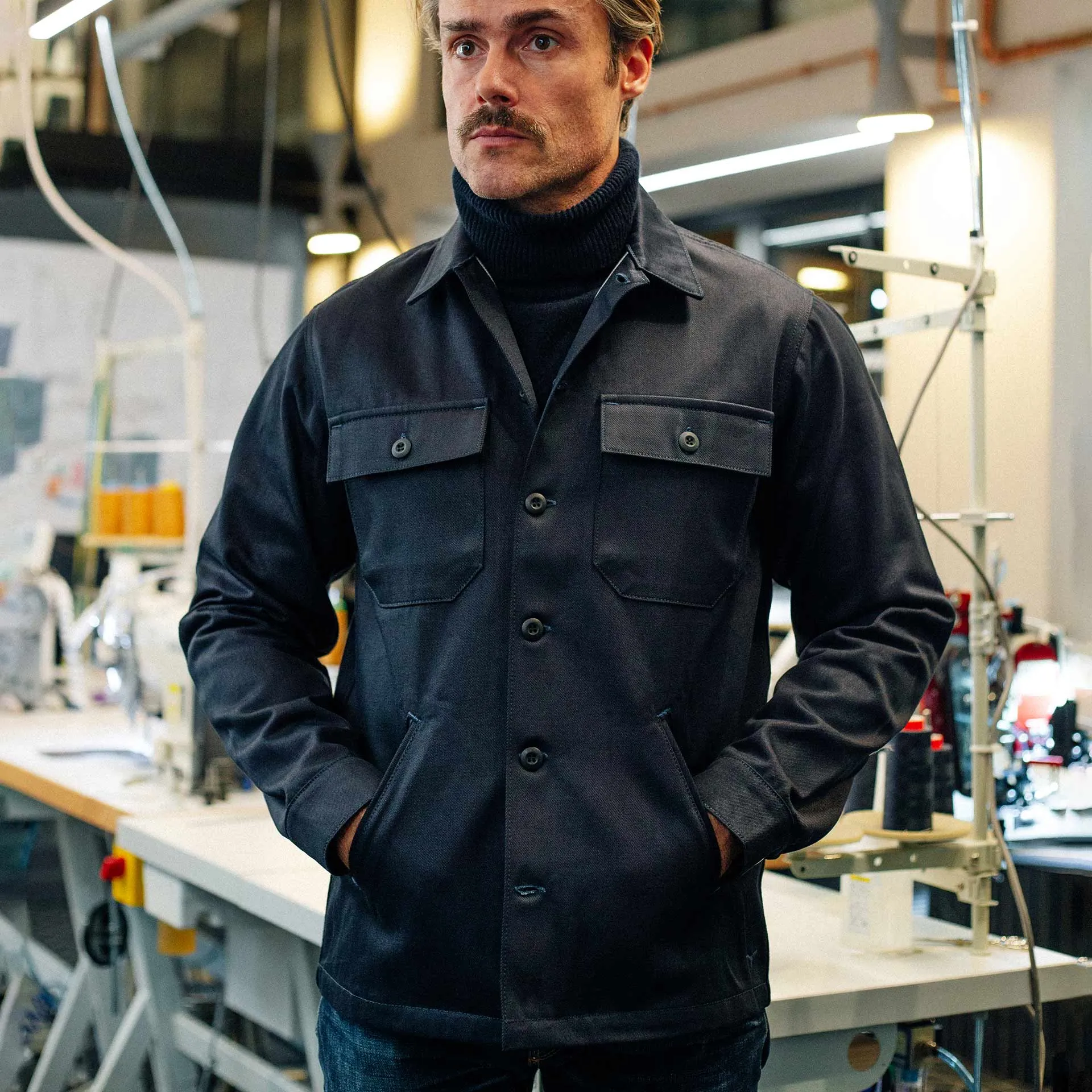 BWS-03 MILITARY OVERSHIRT 12 oz. midnight blue selvedge