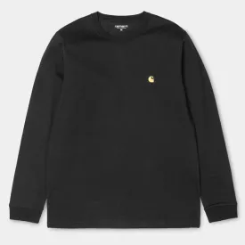 Carhartt WIP Chase Long Sleeve T-Shirt Black - Gold