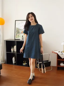 Denim A-line Mini Shirt Dress