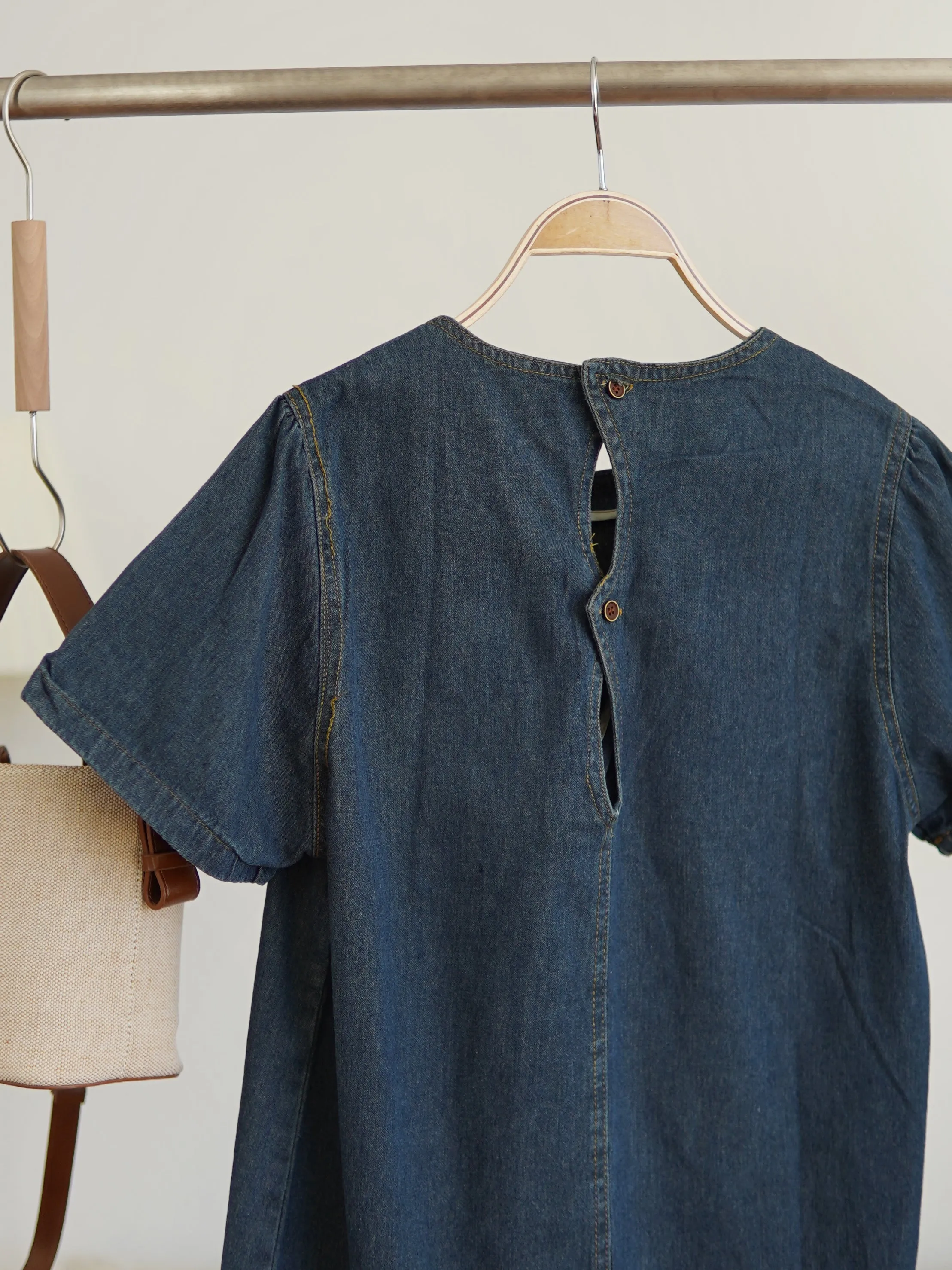 Denim A-line Mini Shirt Dress