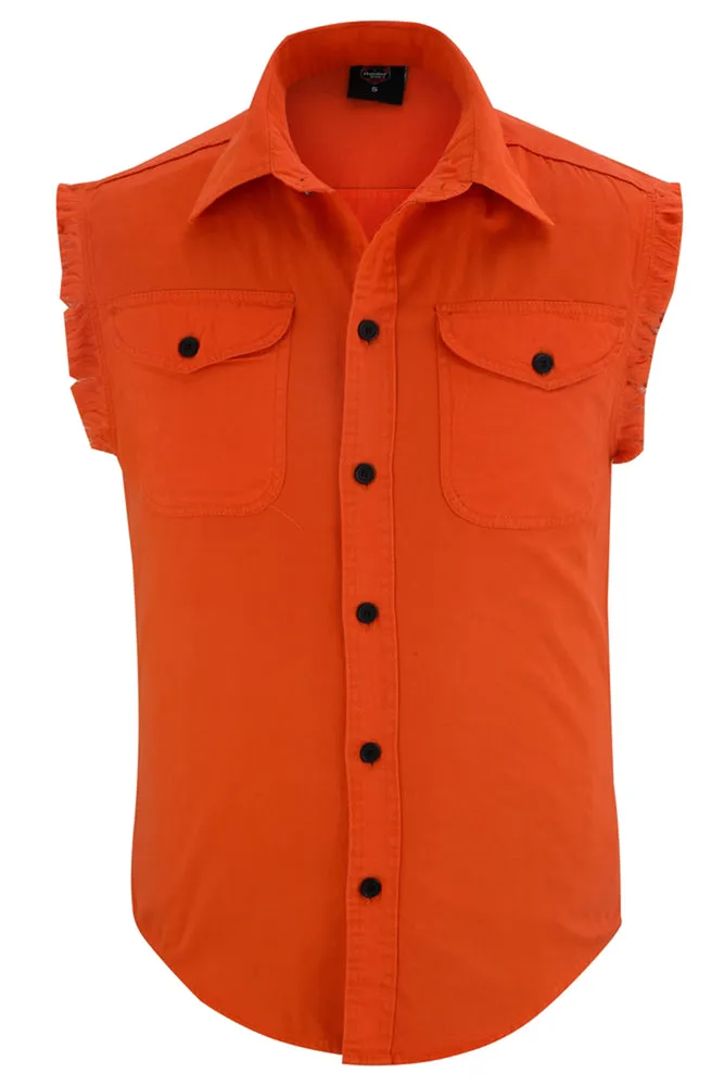 DM6003 Men's Orange Lightweight Sleeveless Denim Shirt