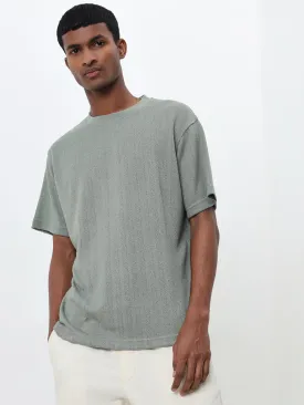 ETA Dark Sage Knit-Textured Slim-Fit Cotton T-Shirt