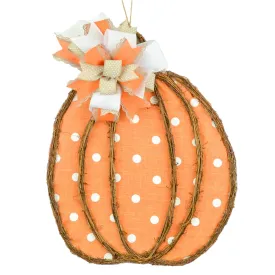 Fall Decoration Gifts - Polka Dot Pumpkin Door Hanger - Fall Thanksgiving Grapevine Wreath - Halloween Door Hanger Oversized Bow Jute Burlap Door Decor