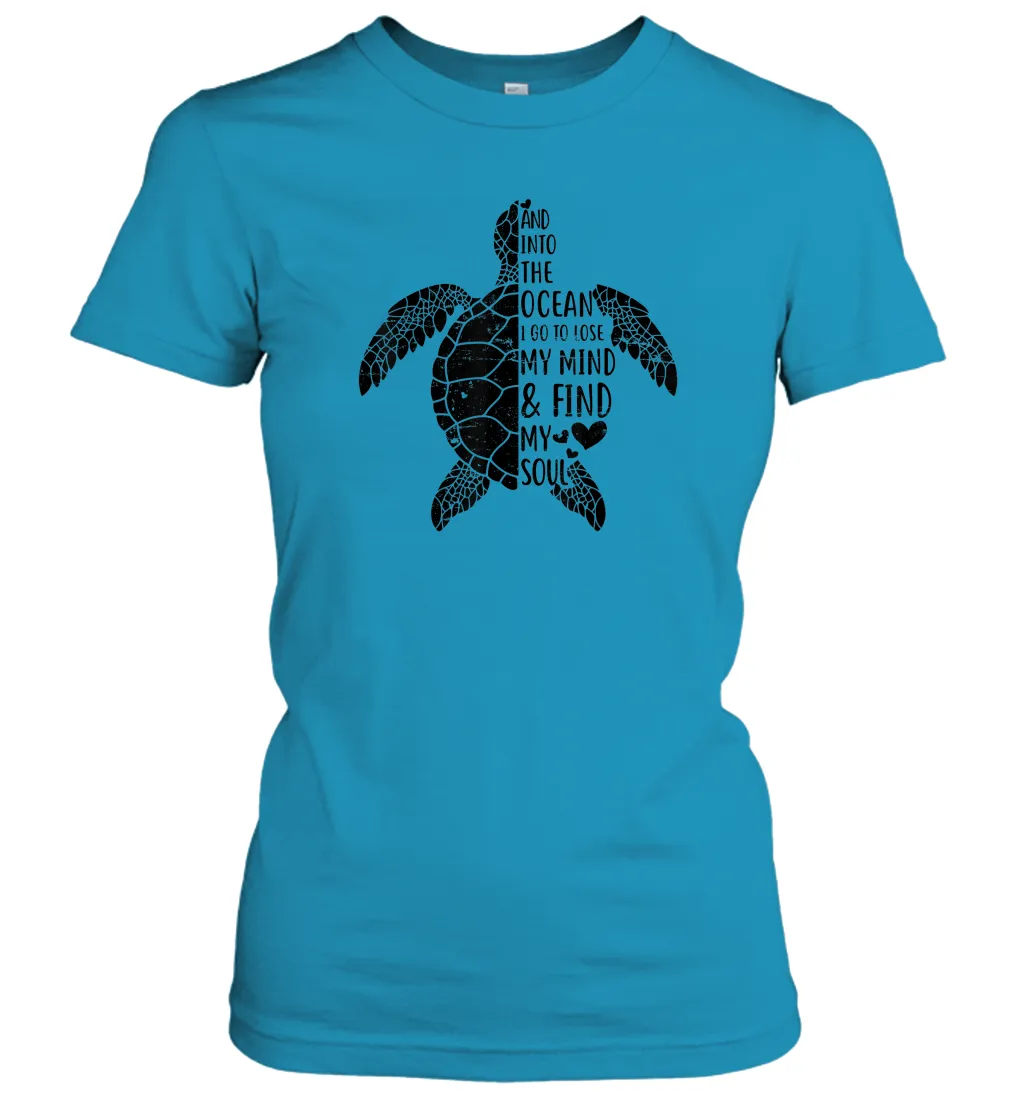 Funny Love Ocean Tee Shirt Turtle Gifts Women Cotton T-Shirt