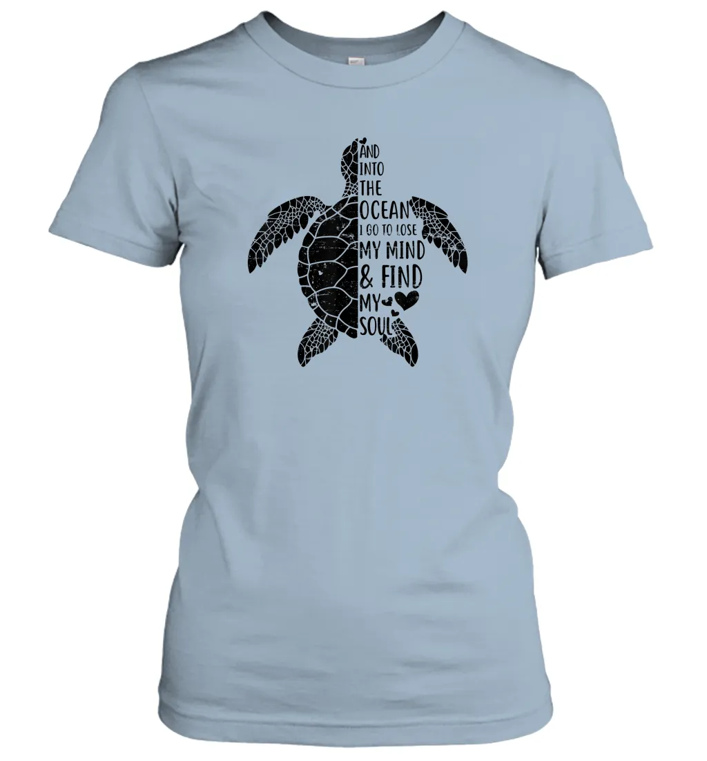 Funny Love Ocean Tee Shirt Turtle Gifts Women Cotton T-Shirt