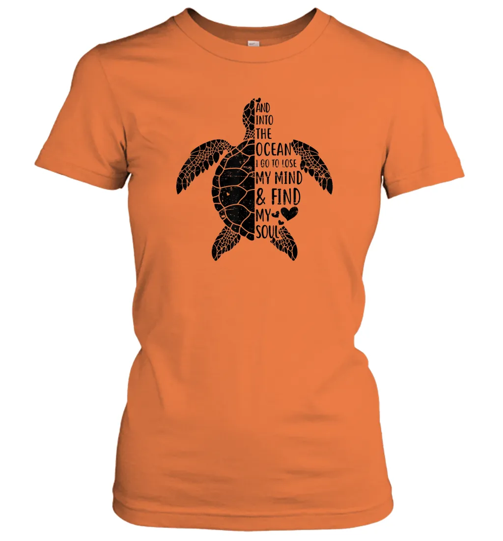 Funny Love Ocean Tee Shirt Turtle Gifts Women Cotton T-Shirt