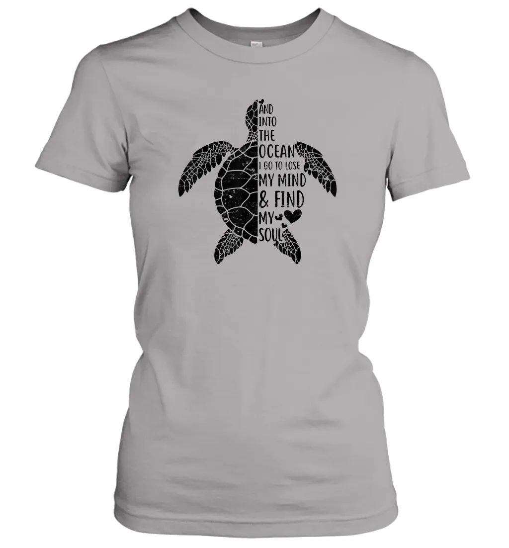 Funny Love Ocean Tee Shirt Turtle Gifts Women Cotton T-Shirt