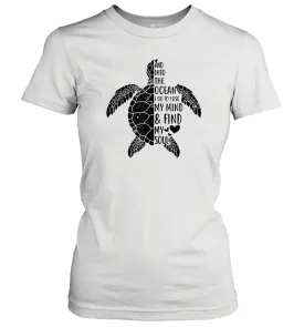 Funny Love Ocean Tee Shirt Turtle Gifts Women Cotton T-Shirt