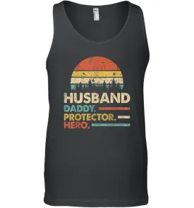 Husband Daddy Protector Hero T Shirt Dad Vintage Papa Gift Men Cotton Tank Top