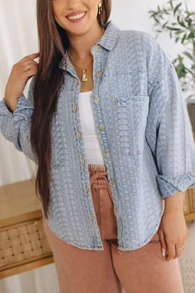 Jacquard Print Denim Shirt (S-L)