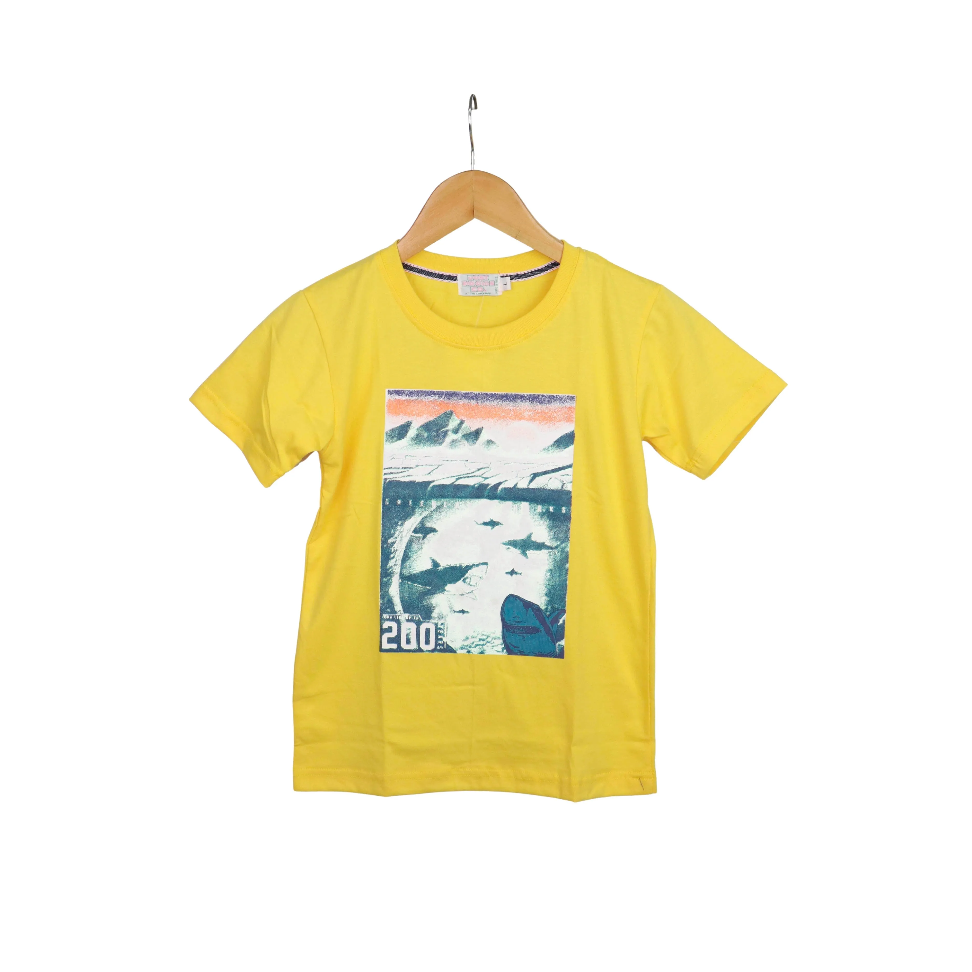 JKC Short Sleeves T-shirt with Greenland Shark Spot Print - Yellow