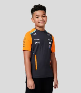 Junior McLaren Official Teamwear Set Up T-Shirt Oscar Piastri Formula 1 - Phantom/Papaya