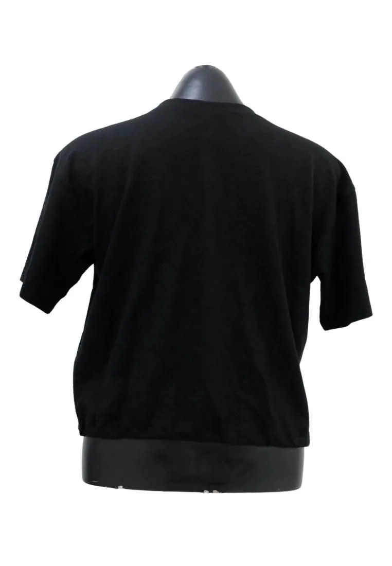 Landmark Round Neck Girls teens T-Shirt Cropped Boxy - Black