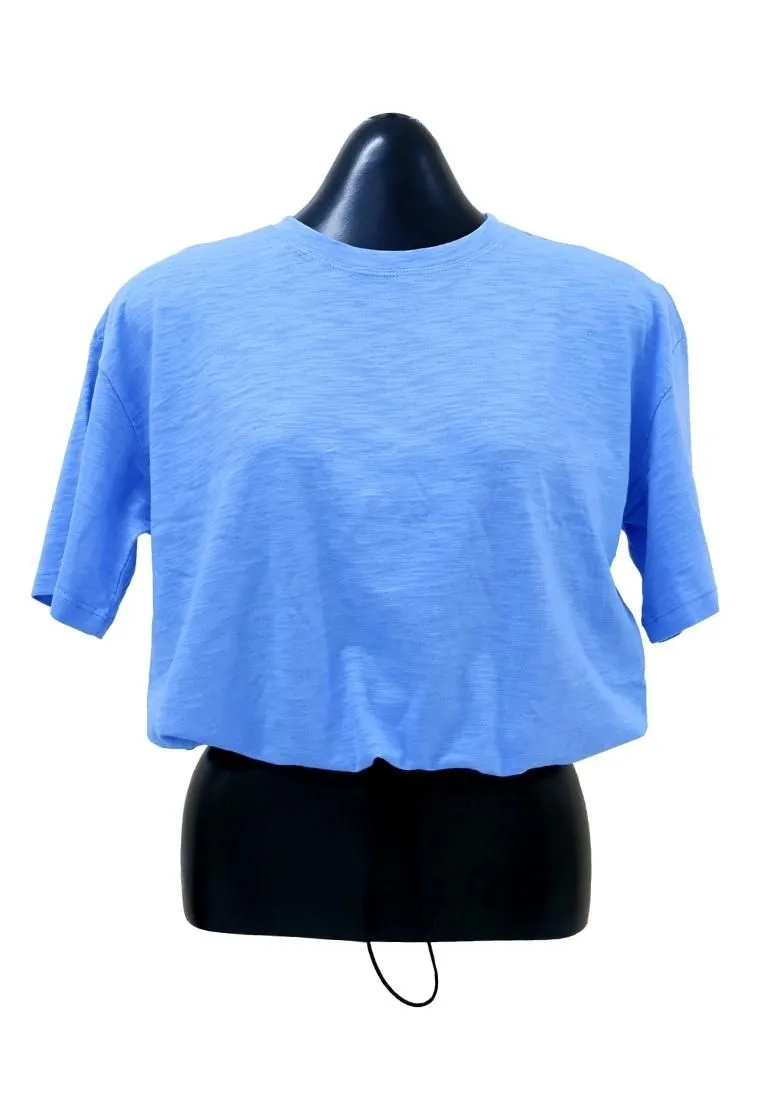 Landmark Round Neck Girls teens T-Shirt Cropped Boxy - Blue
