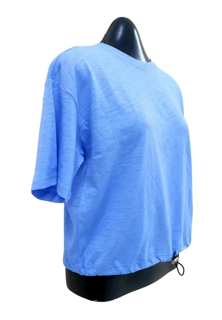 Landmark Round Neck Girls teens T-Shirt Cropped Boxy - Blue