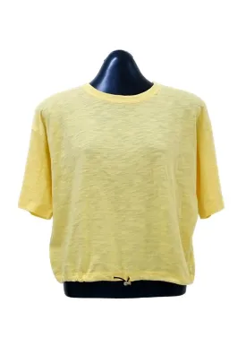 Landmark Round Neck Girls teens T-Shirt Cropped Boxy - Yellow