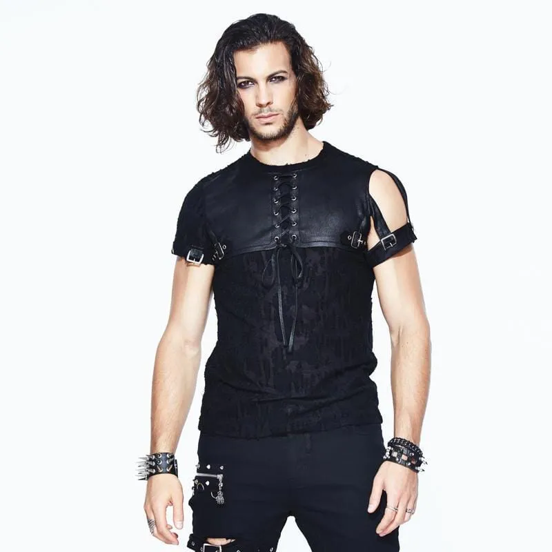 Men's Leather Yoke Goth Shirt