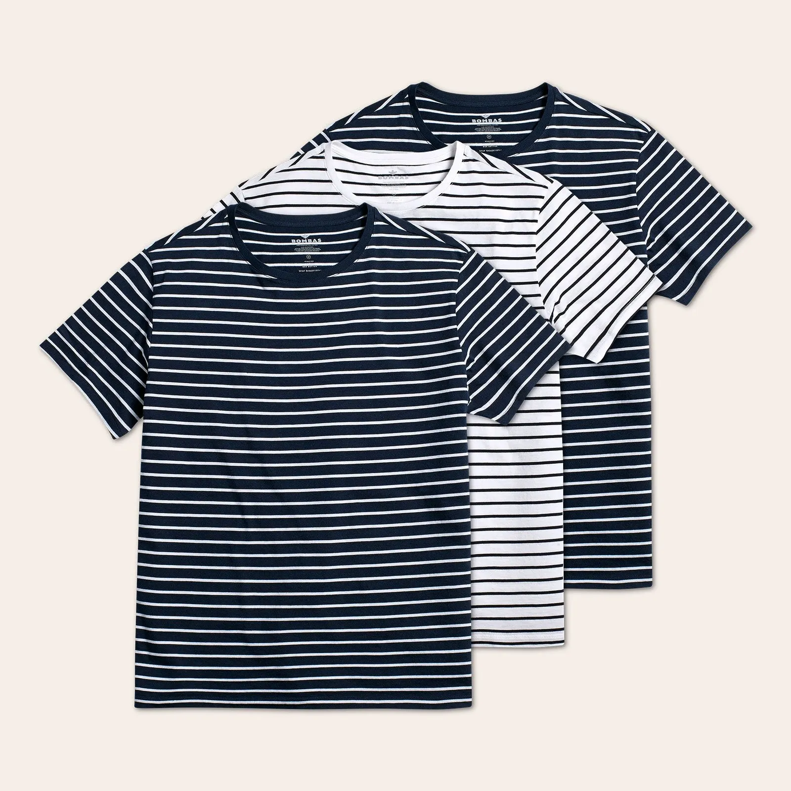 Men's Pima Cotton Nautical Stripe Crew Neck T-Shirt 3-Pack