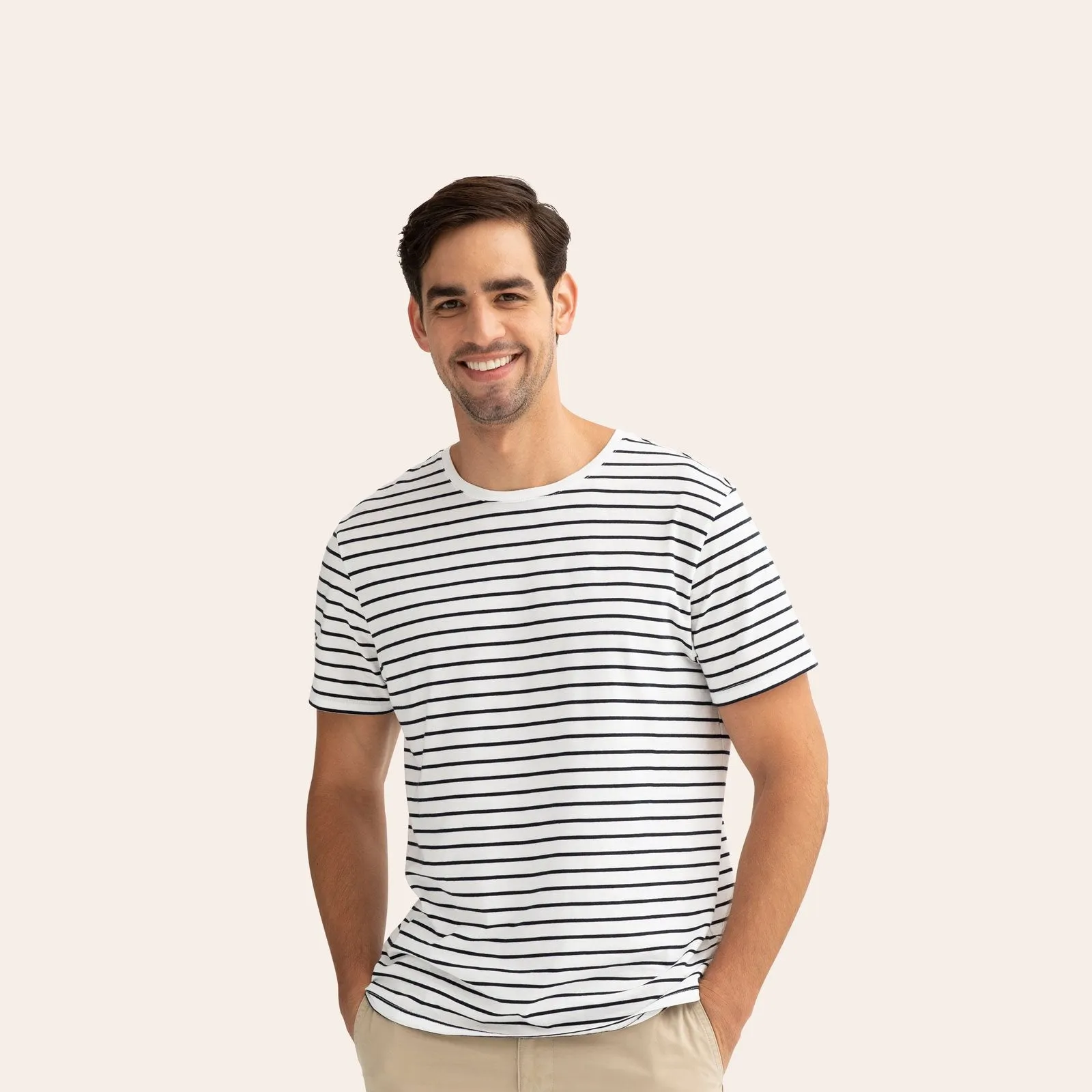 Men's Pima Cotton Nautical Stripe Crew Neck T-Shirt