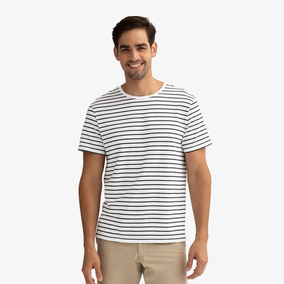 Men's Pima Cotton Nautical Stripe Crew Neck T-Shirt