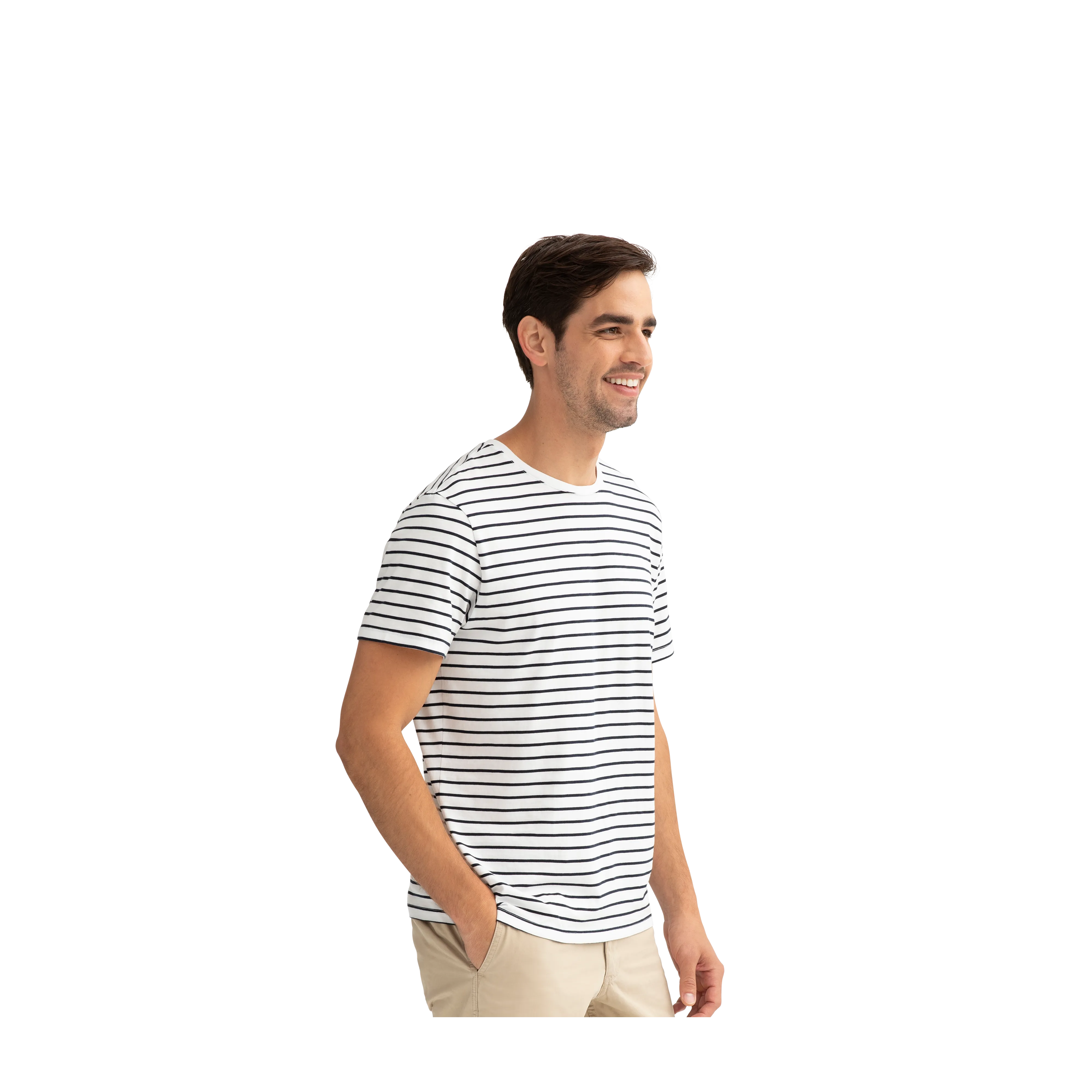 Men's Pima Cotton Nautical Stripe Crew Neck T-Shirt