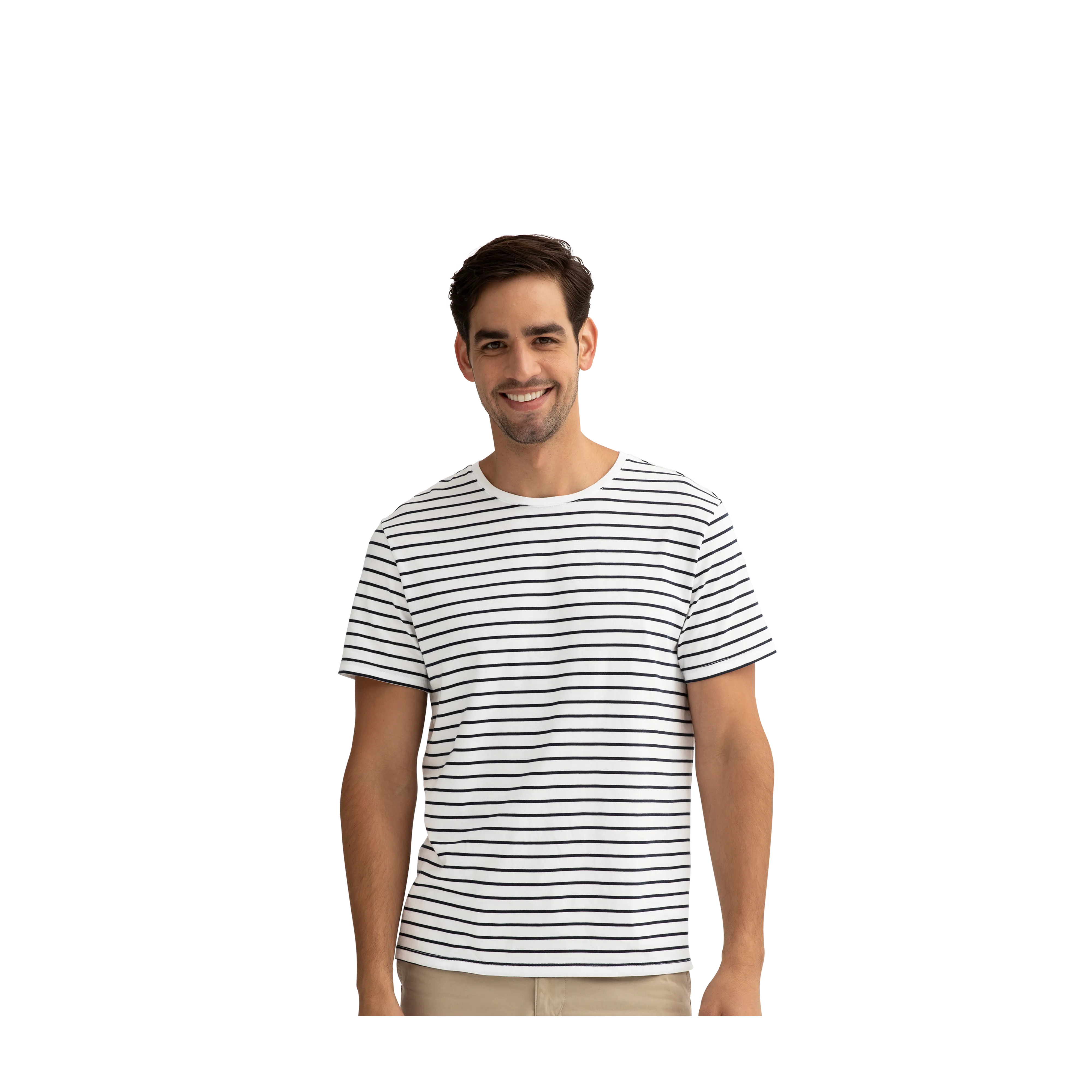 Men's Pima Cotton Nautical Stripe Crew Neck T-Shirt