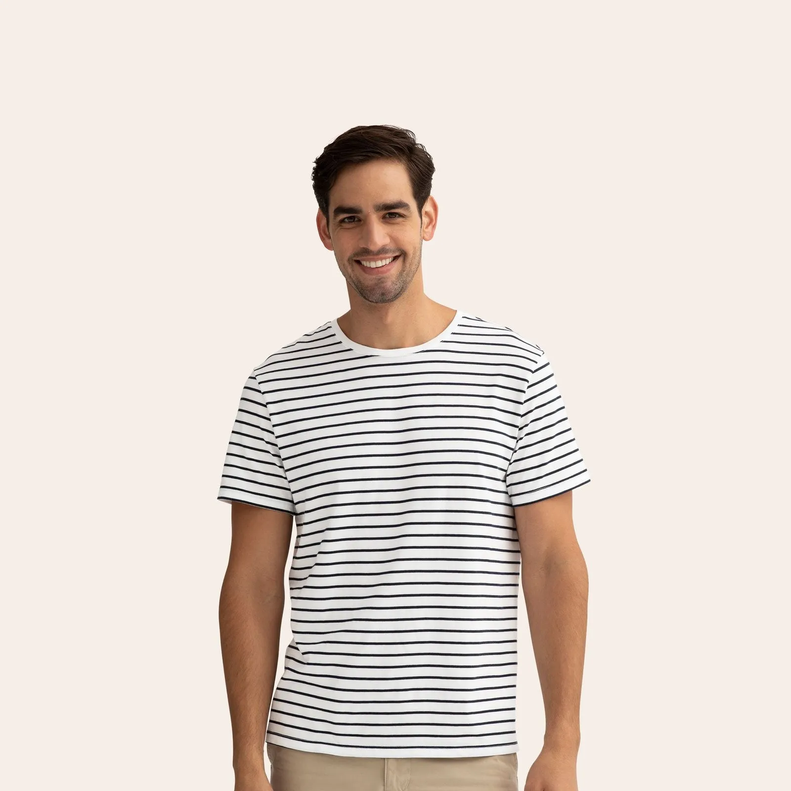 Men's Pima Cotton Nautical Stripe Crew Neck T-Shirt