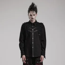 Men's Punk Cutout Splice Shirt