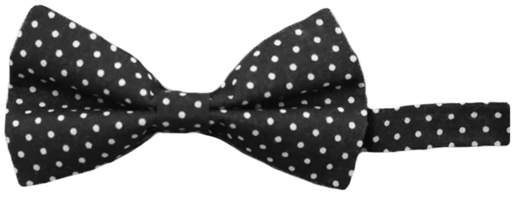 Midnight Black / White Polka Dots Chambray Bow Tie - [2017 Spring]